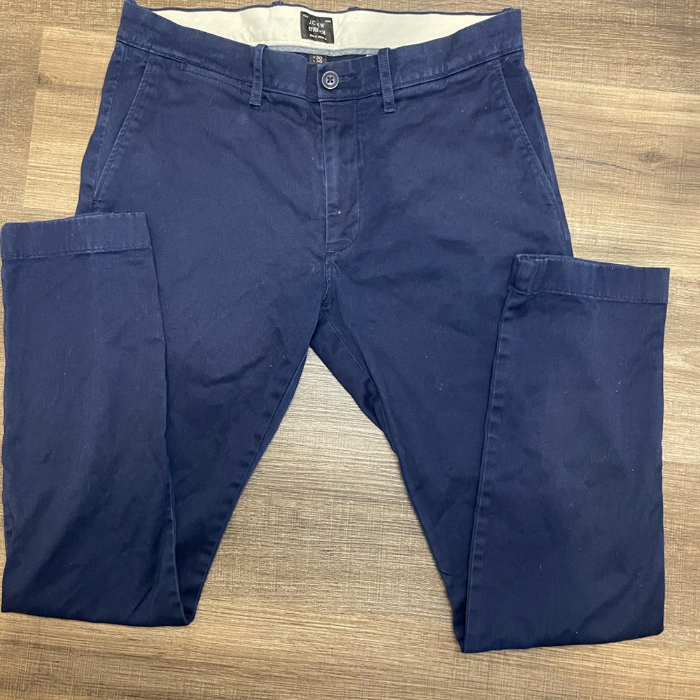 J. Crew Blue Chinos Classic Cotton-Blend Pants